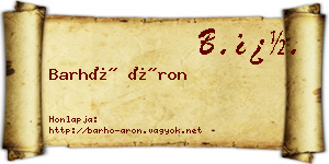 Barhó Áron névjegykártya
